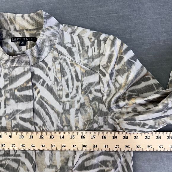Lafayette 148 Jacket Womens 14 Gray Animal Print Career Minimalist Modern - Picture 6 of 8